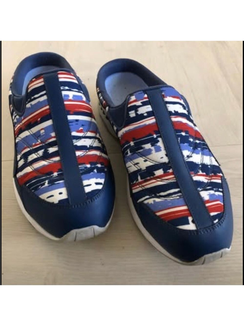 Easy Spirit Patriotic Size 10WW Blue and Red Slip Ons settraveltime 366